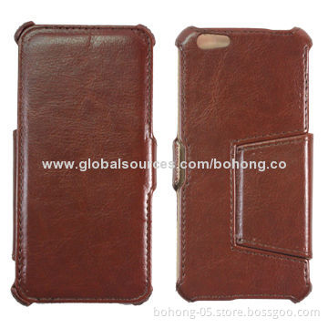 Leather Cases for iPhone 6, PU Lining Inside, Hot Pressed Technology